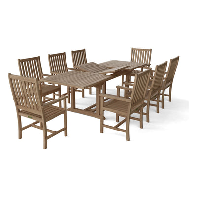 Anderson Teak Bahama Wilshire Armchair 9-Pieces Extension Dining Set Set-112A