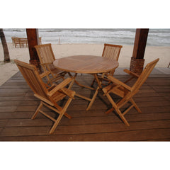 Anderson Teak Bahama Classic Folding Armchair 5-Pieces Dining Set Set-28