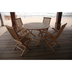 Anderson Teak Bahama Classic Folding Armchair 5-Pieces Dining Set Set-28