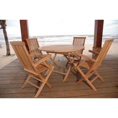 Anderson Teak Bahama Classic Folding Armchair 5-Pieces Dining Set Set-28