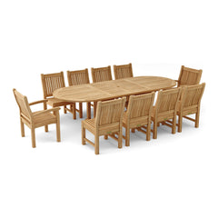 Anderson Teak Sahara Dining Side Chair 11-Pieces Oval Dining Set Set-78