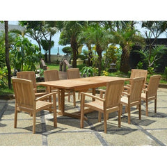 Anderson Teak Bahama Stackable Sahara 9-Pieces Rectangular Dining Set B Set-80