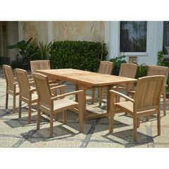 Anderson Teak Bahama Stackable Sahara 9-Pieces Rectangular Dining Set B Set-80