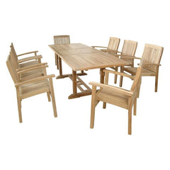 Anderson Teak Bahama Stackable Sahara 9-Pieces Rectangular Dining Set B Set-80