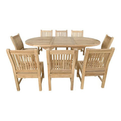 Anderson Teak Bahama Sahara 9-Pieces 87" Oval Dining Set Set-85