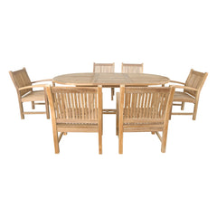 Anderson Teak Bahama Sahara Armchair 7-Pieces 87" Oval Dining Set Set-86