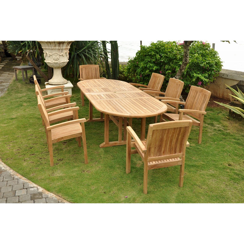 Anderson Teak Sahara Stackable 9-Pieces Oval Dining Set Set-75