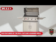 Bull Grills Outlaw 30" Built In Grill Head with Cart 26001 (LP) and 26002 (NG)